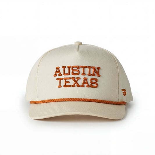 Cap - Austin Texas - Cream & Orange