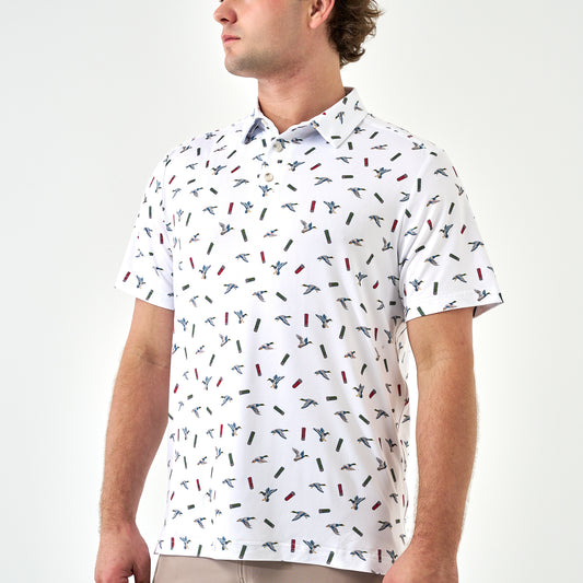 Performance Polo - Ducks And Shells - White