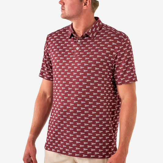 Performance Polo - Howdy Pennants - Maroon