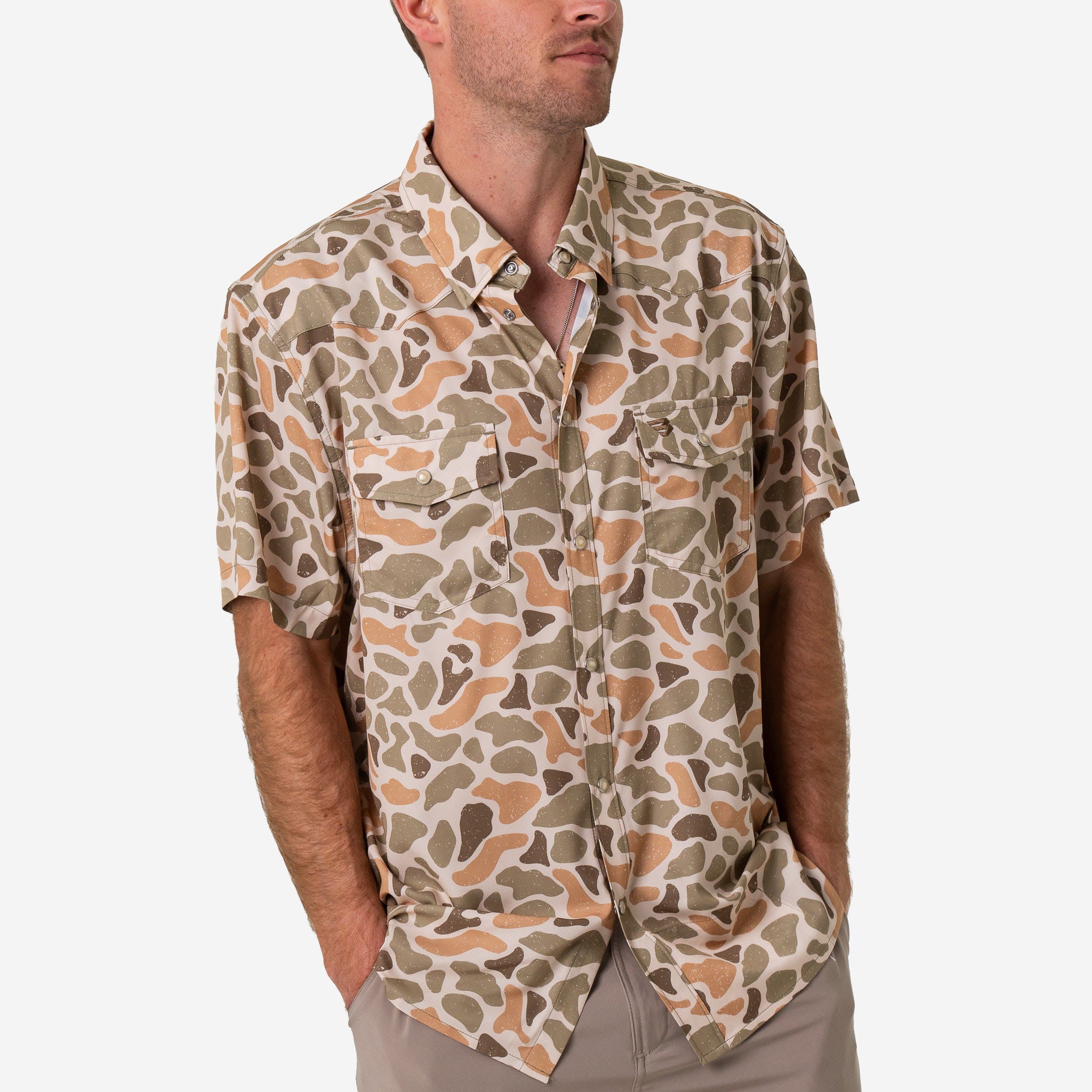 camo dress shirt mens Hvyesh Camo Shirts for Men Long Sleeve Dressy Shirt Contrasting Collar Casual Button Down Shirts Wrinkle Free Formal Shirt with Chest Pocket, Men's,