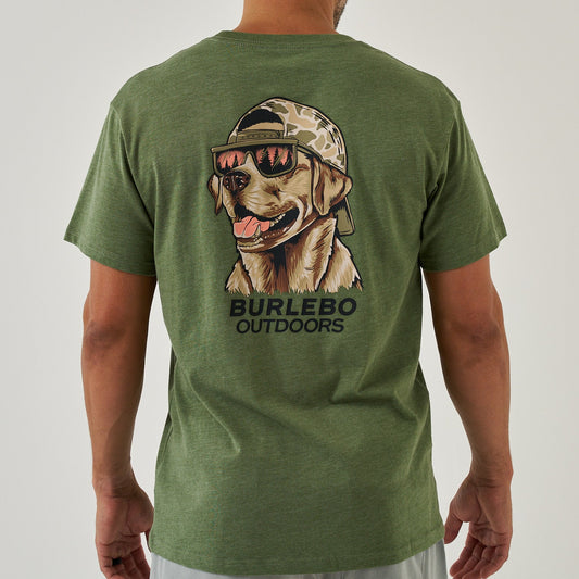 Short Sleeve Tee - Mallard Camo Dog - Heather Olive