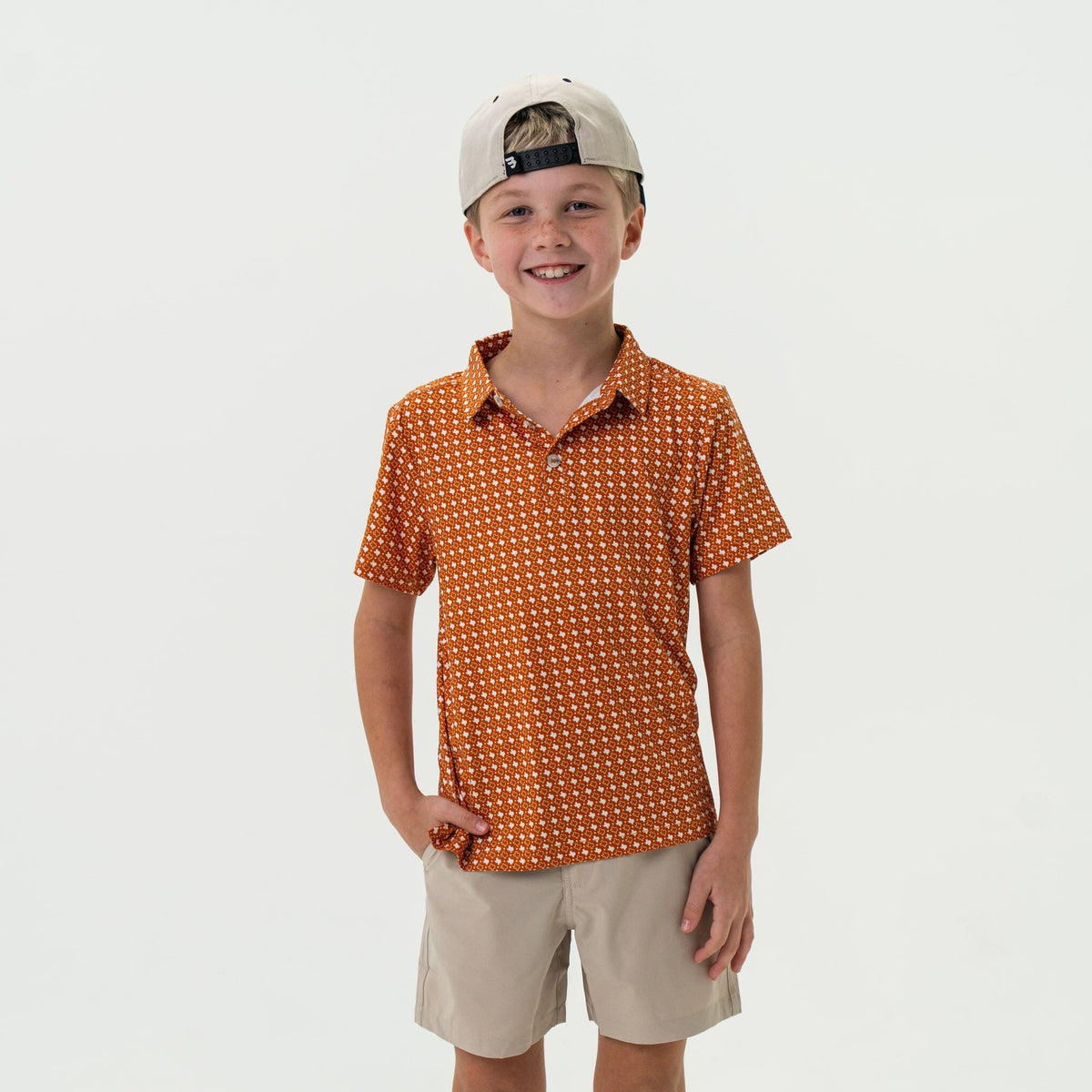 Youth - Performance Polo - Texas - Orange & White