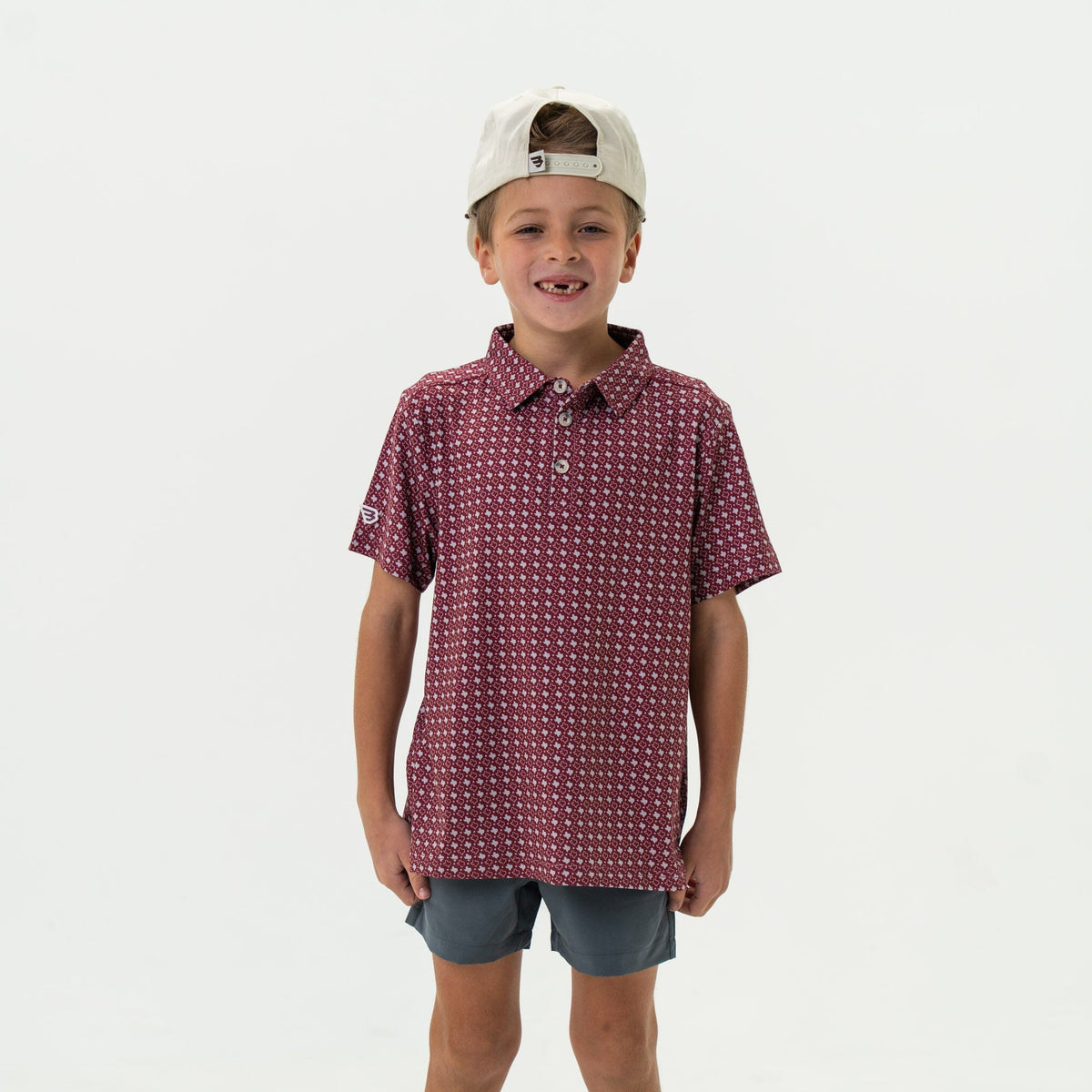 Youth - Performance Polo - Texas - Maroon & Grey