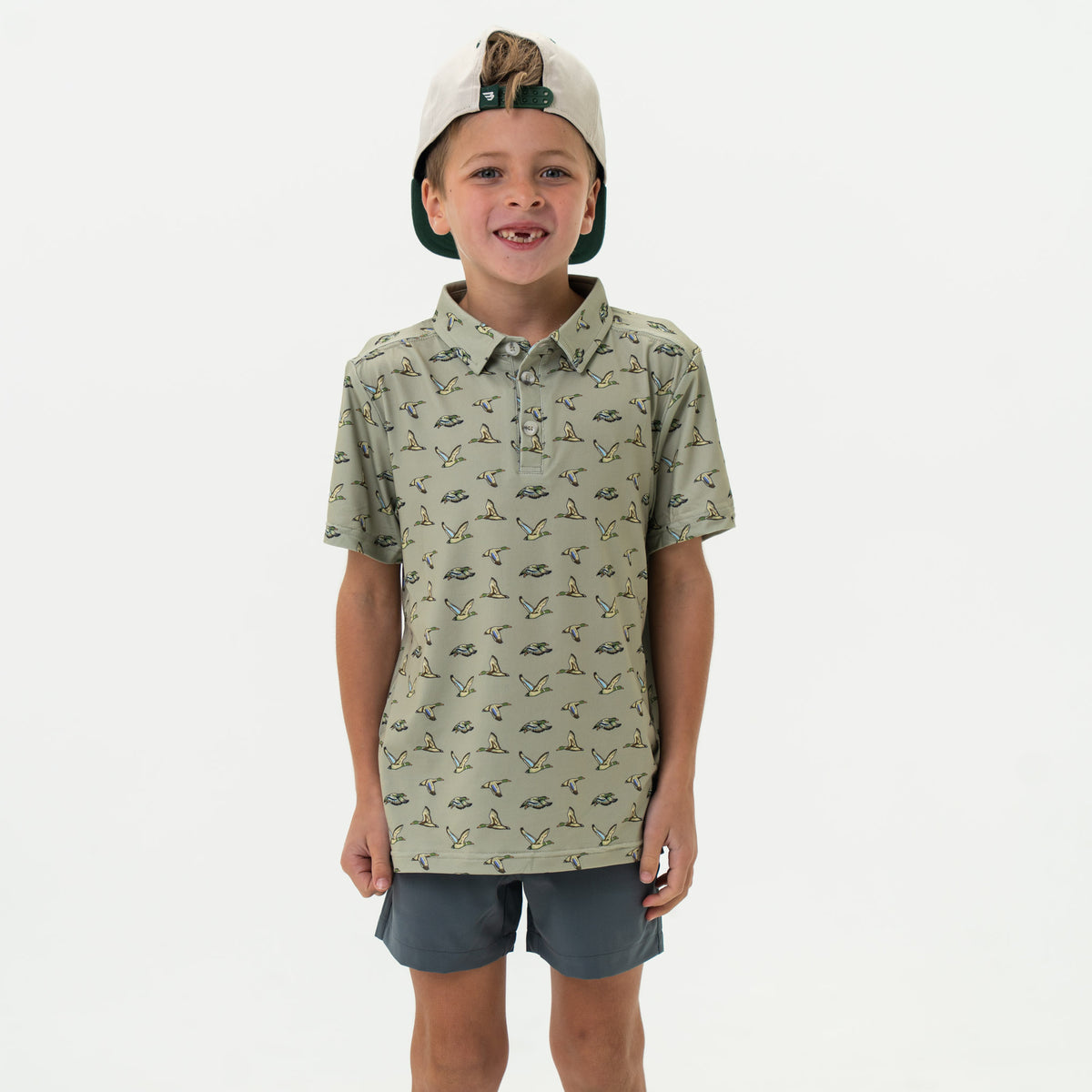 Youth - Performance Polo - Flying Ducks Green