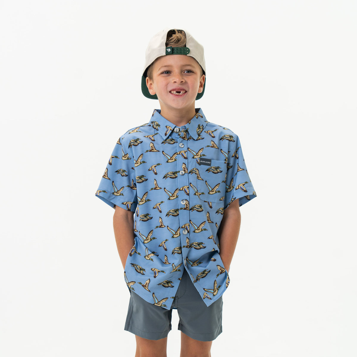 Youth - Performance Button Up - Jumbo Mallards Blue