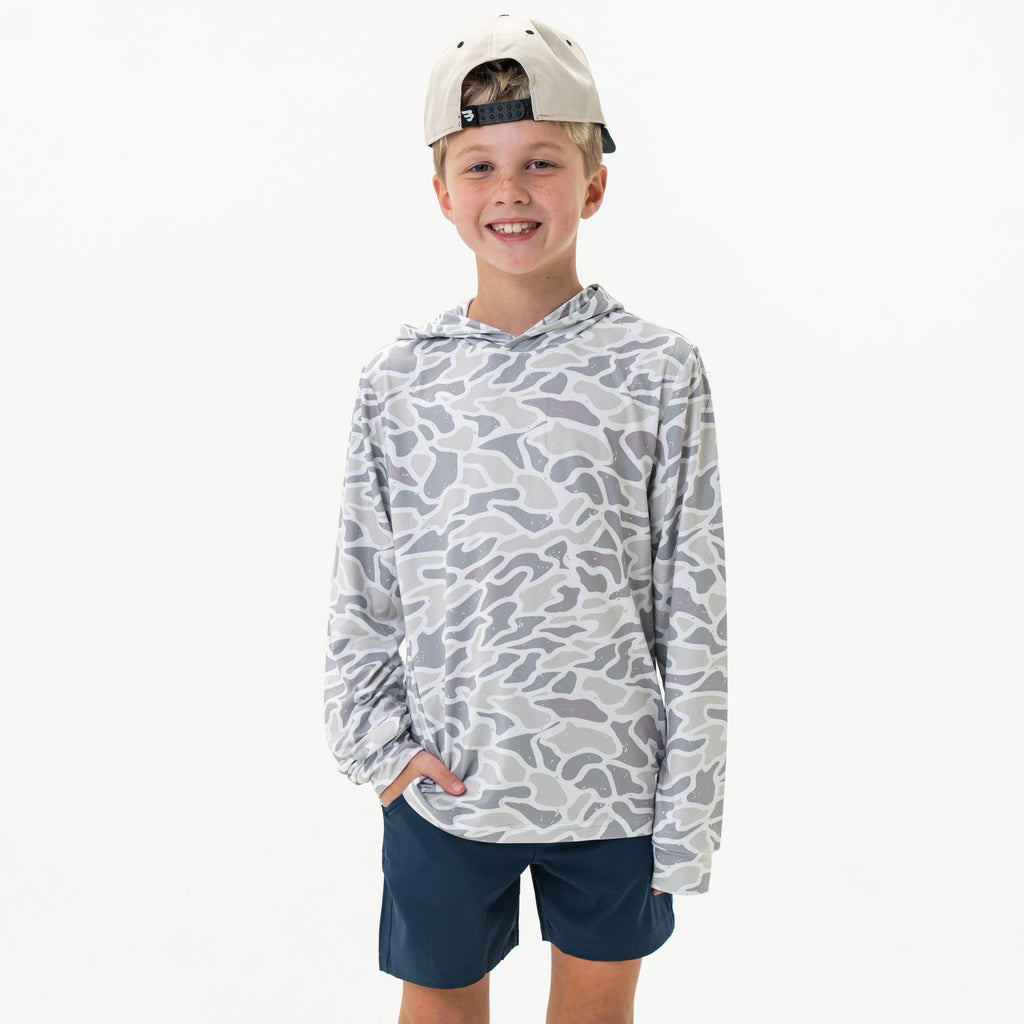 Youth Performance Hoodie White Camo BURLEBO