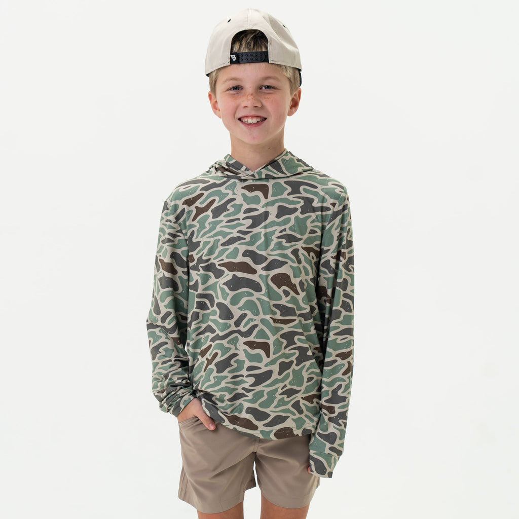 Burlebo-Boy’s Athletic Short - Heather Black - Retro Duck Camo Liner main image 0