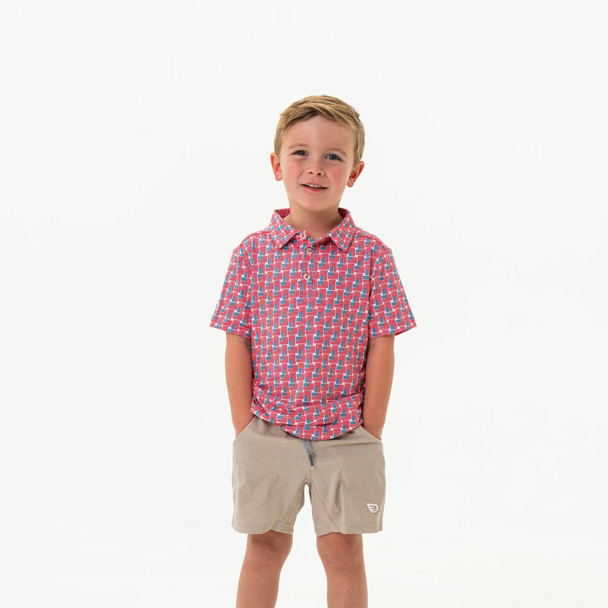 Youth - Performance Polo - American Flag Print