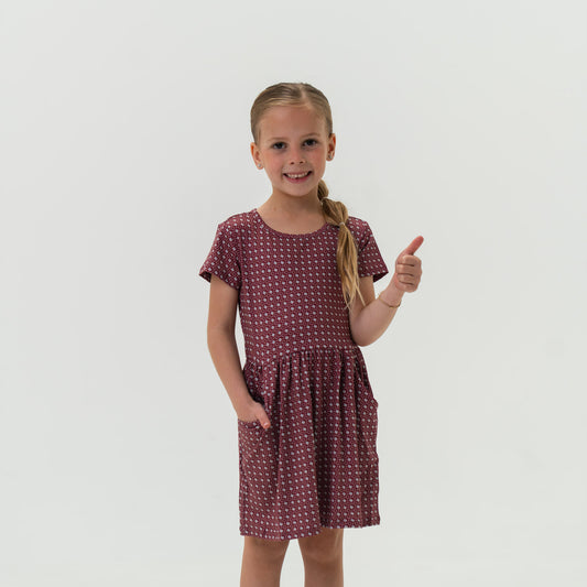 Youth Moxie Dress - Texas - Maroon & Grey