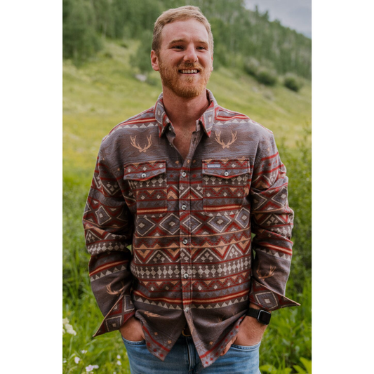Whitetail Deer Aztec - Long Sleeve Twill