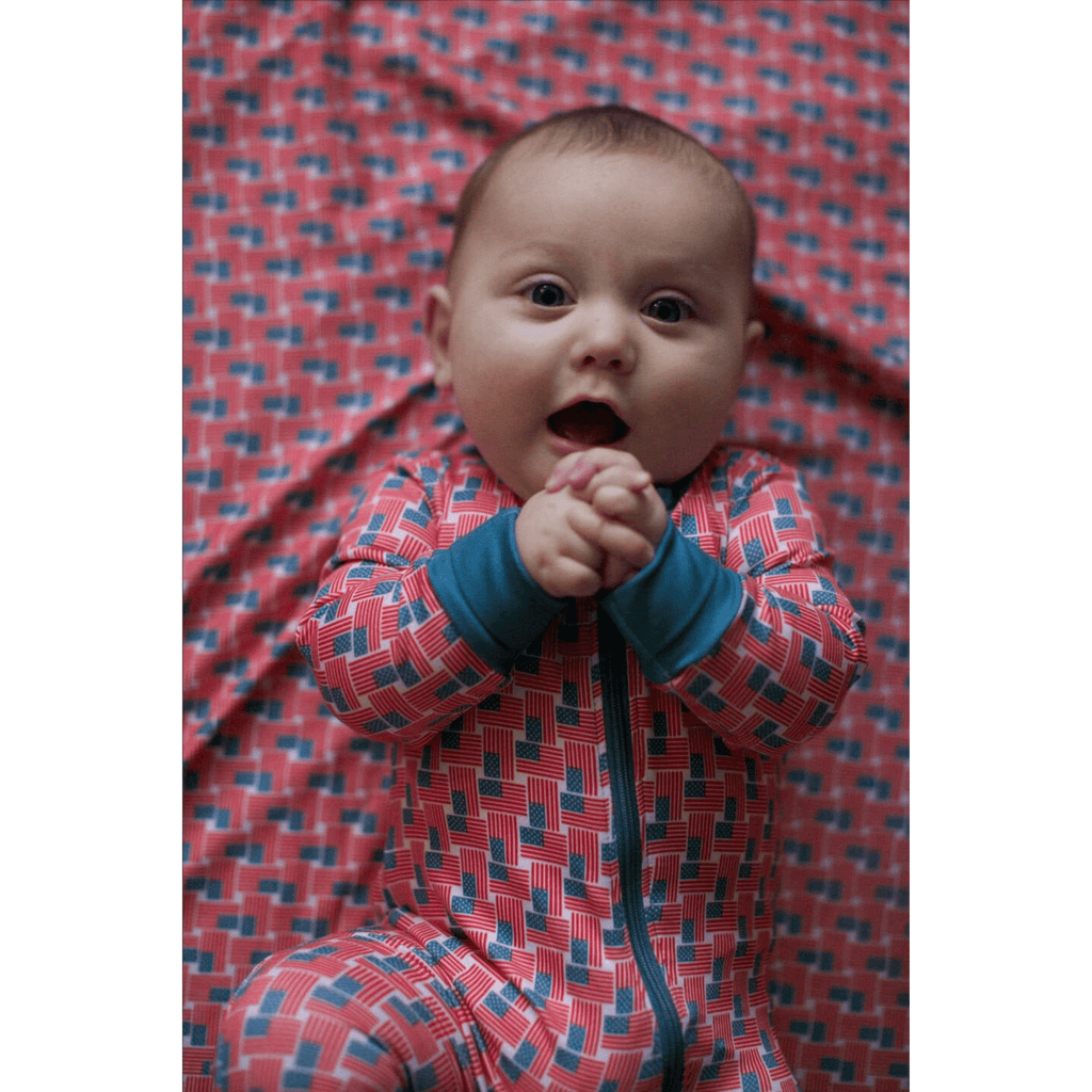 American Flag Baby Zip Up | Patriotic Infant Gift | BURLEBO