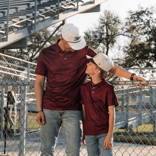 Father and Son Bundle - Performance Polo - Vintage Helmets - Maroon