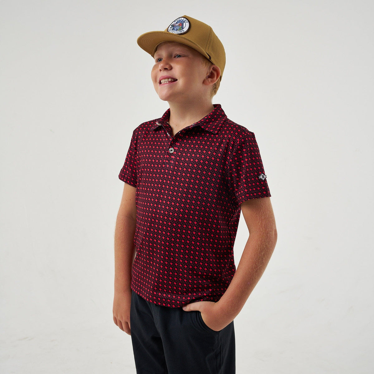 Youth - Performance Polo - Texas - Black & Red