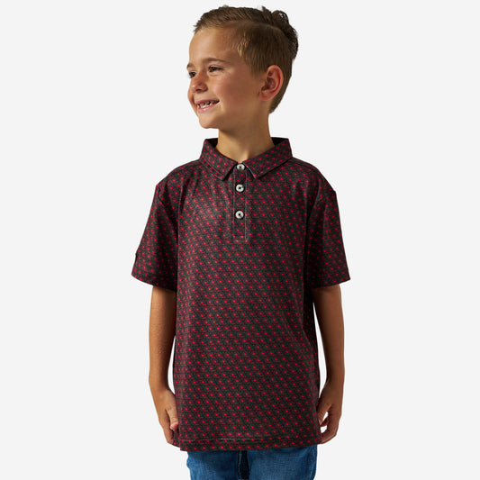 Youth Performance Polo - Vintage Helmets - Black and Red