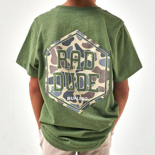 Youth Short Sleeve Tee - Rad Dude Deer Camo - Heather Olive