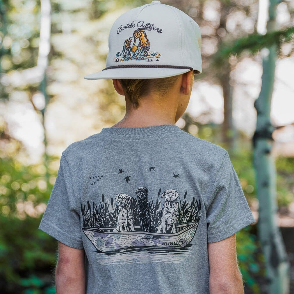 Youth Tee - Dog on Boat - SS - Dark Heather Grey - BURLEBO