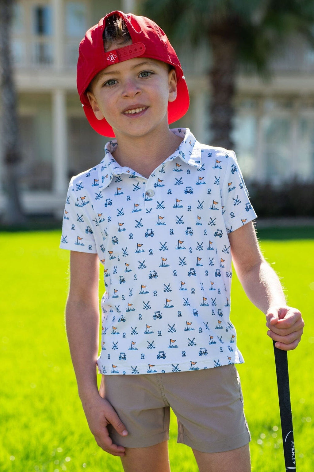 Youth Burlebo Polo in Black & Red Texas