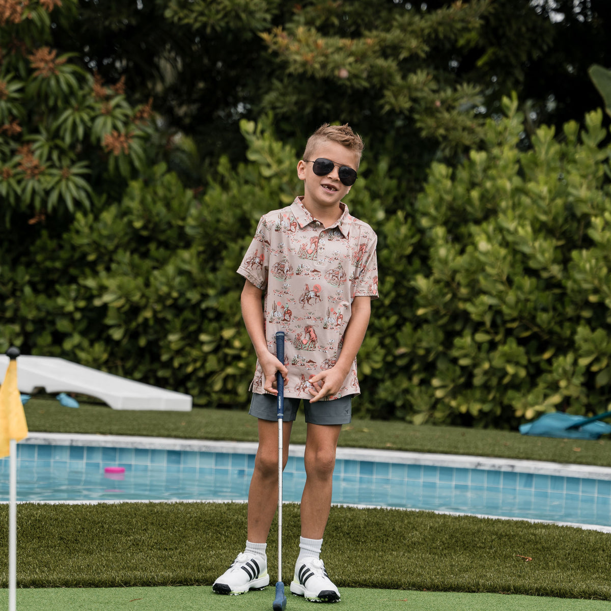 Youth Performance Polo - Cowboy Up Khaki