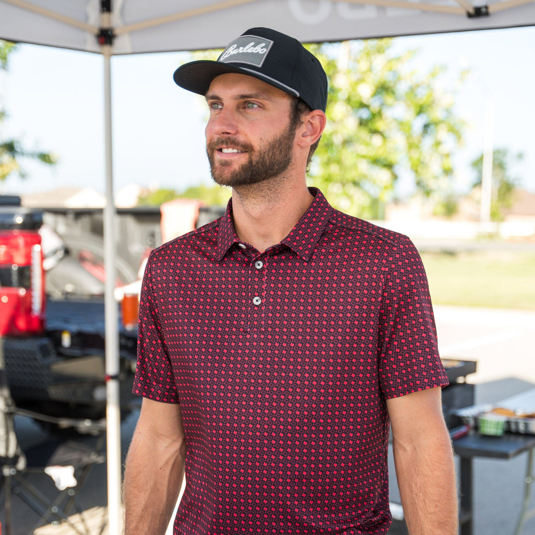 Texas Performance Polo | Black & Red | BURLEBO