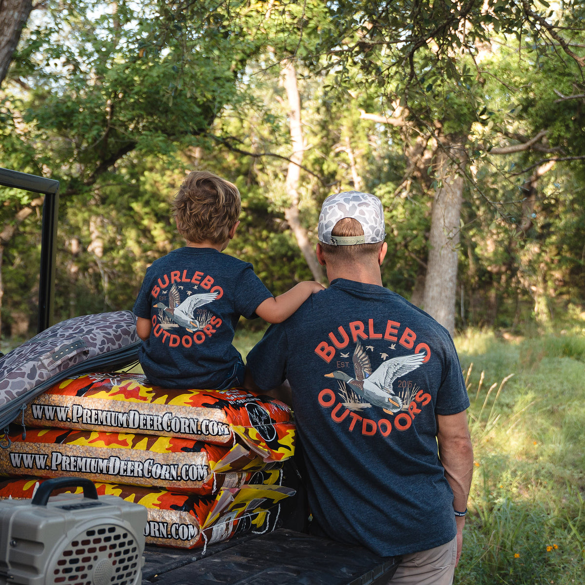 Youth - Short Sleeve Tee - Old School Duck Hunt - Heather Navy