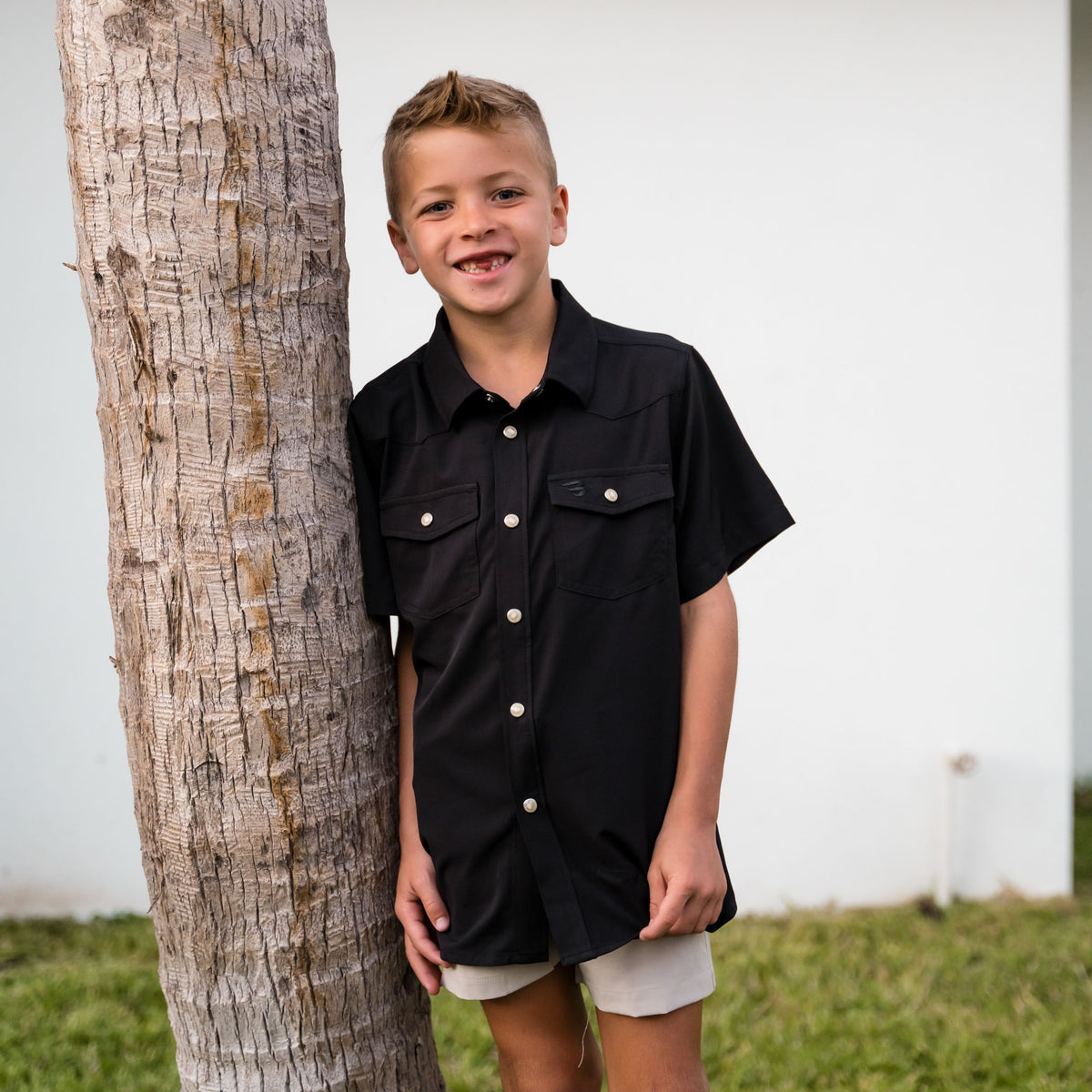Youth Black Performance Western Shirt | Burlebo Small Youth Black Performance Western Shirt | Burlebo Small