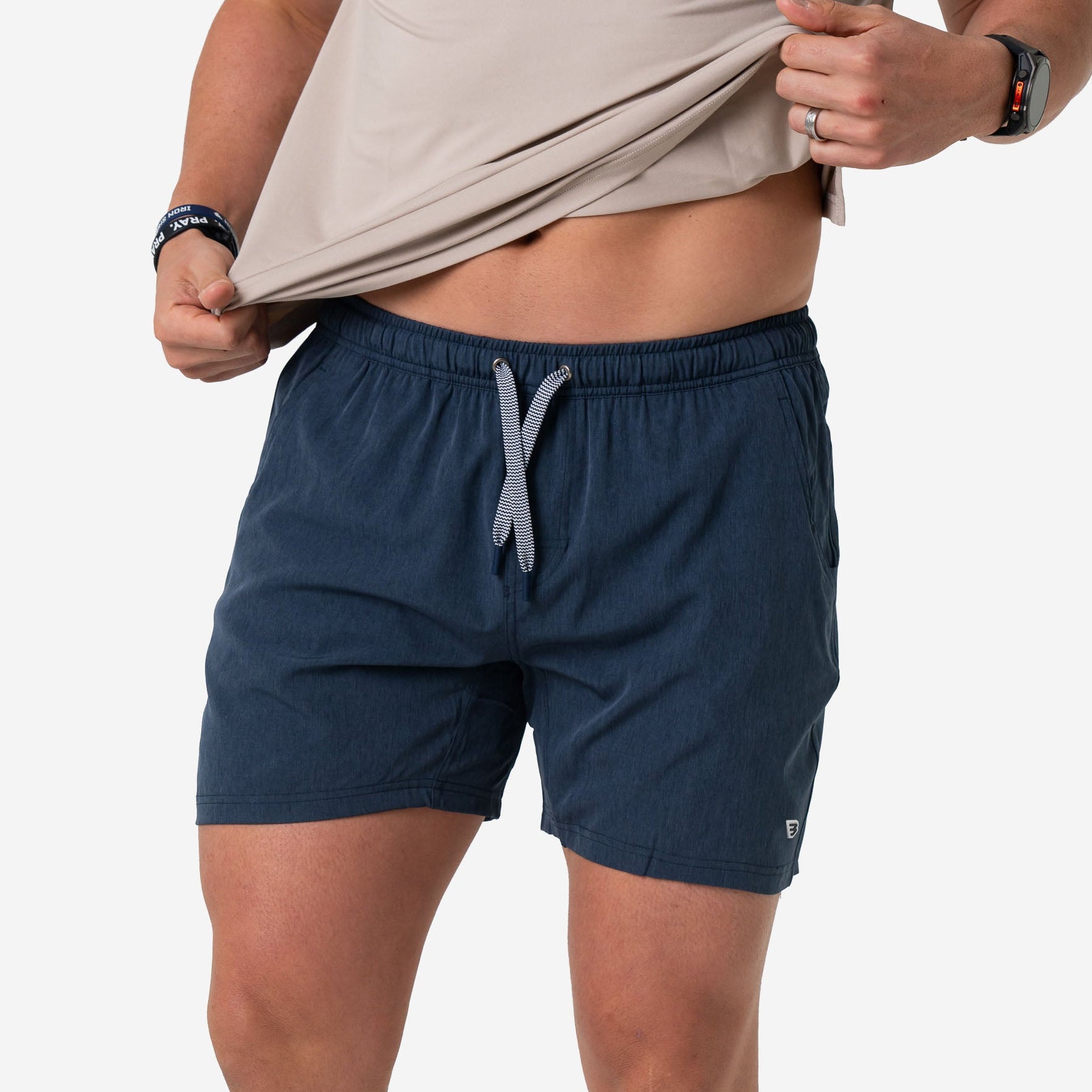 Athletic Short - Heather Navy - American Flag – BURLEBO