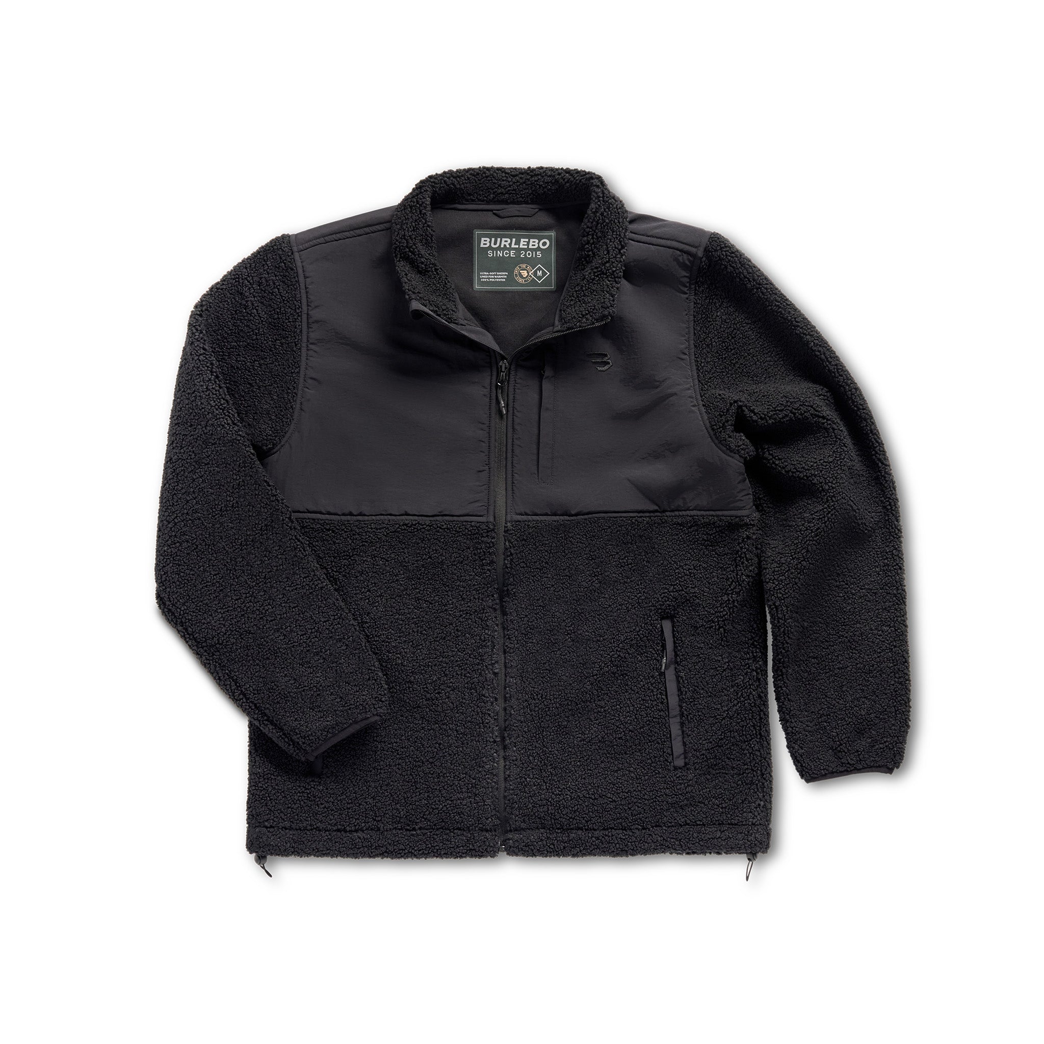 Black Full Zip Sherpa Jacket | BURLEBO