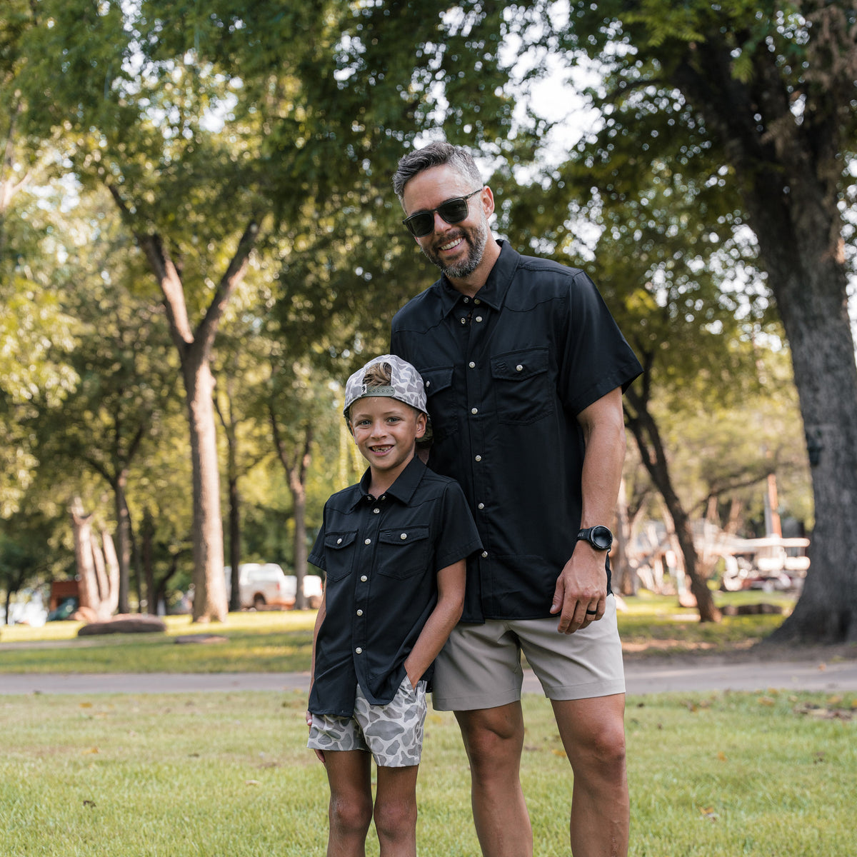 Father and Son Bundle - Performance Western Shirt - Black
