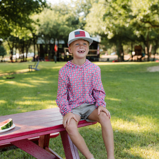 Youth Performance Hoodie - American Flag Print