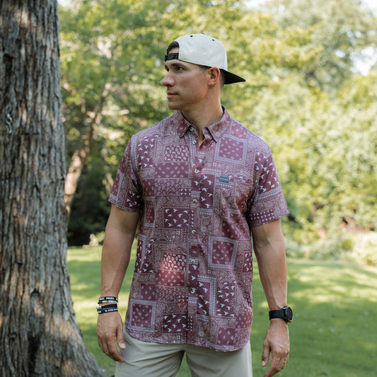 Performance Button Up - Paisley Duck - Maroon