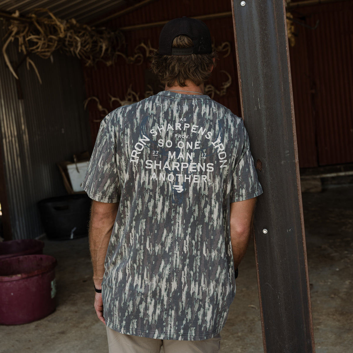 Vintage Washed Graphic Tee - Proverbs 27:17 - Midland Camo — image 2