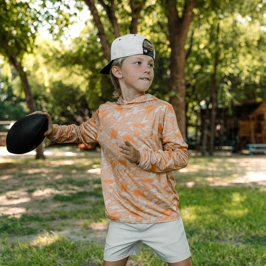 Youth Performance Hoodie - Orange Texas Camo