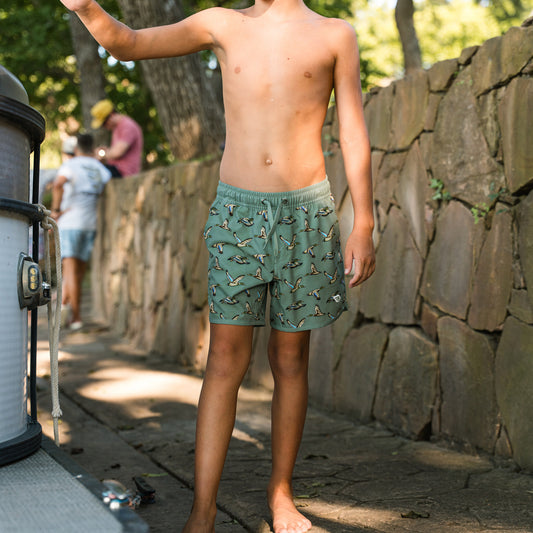 Youth Swim Trunk - Jumbo Mallards - Green