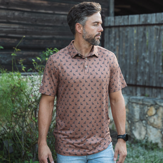 Performance Polo - Whitetail Deer - Brown