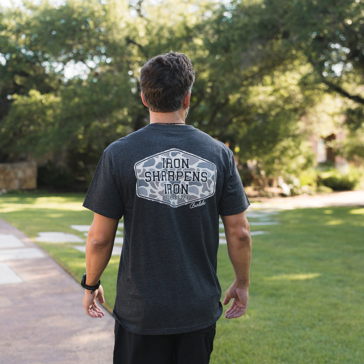 Short Sleeve Tee - Iron Sharpens Iron - Heather Black