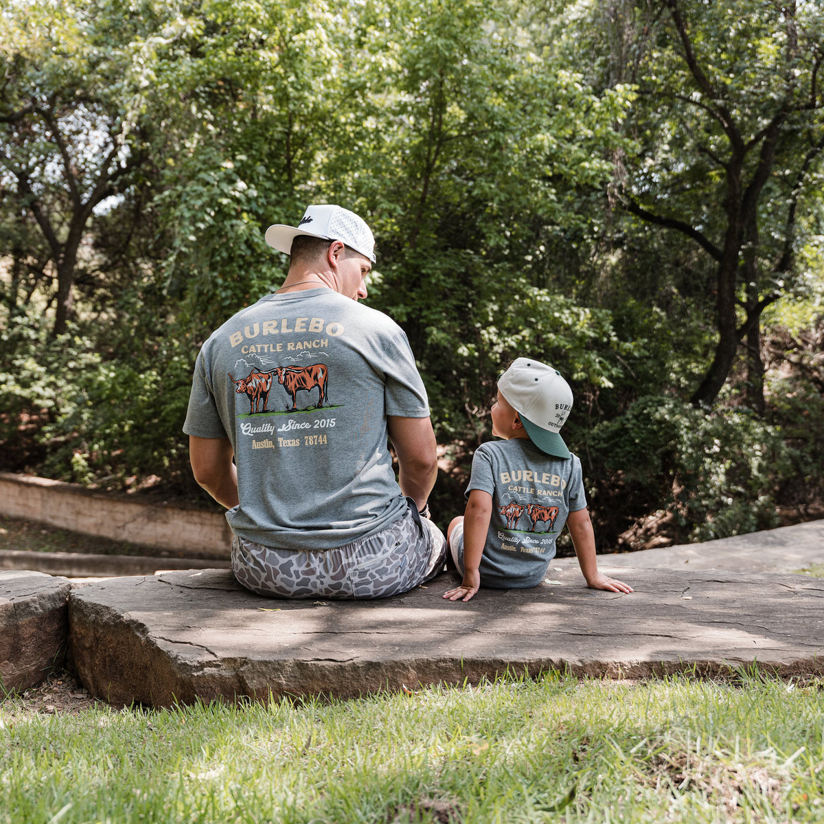 Father and Son Bundle - Short Sleeve Tee - BURLEBO Cattle Ranch - Dark Heather Grey
