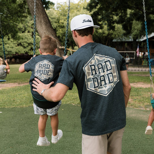 Father and Son Bundle - Short Sleeve Tee - Rad Dad & Rad Dude - Heather Black