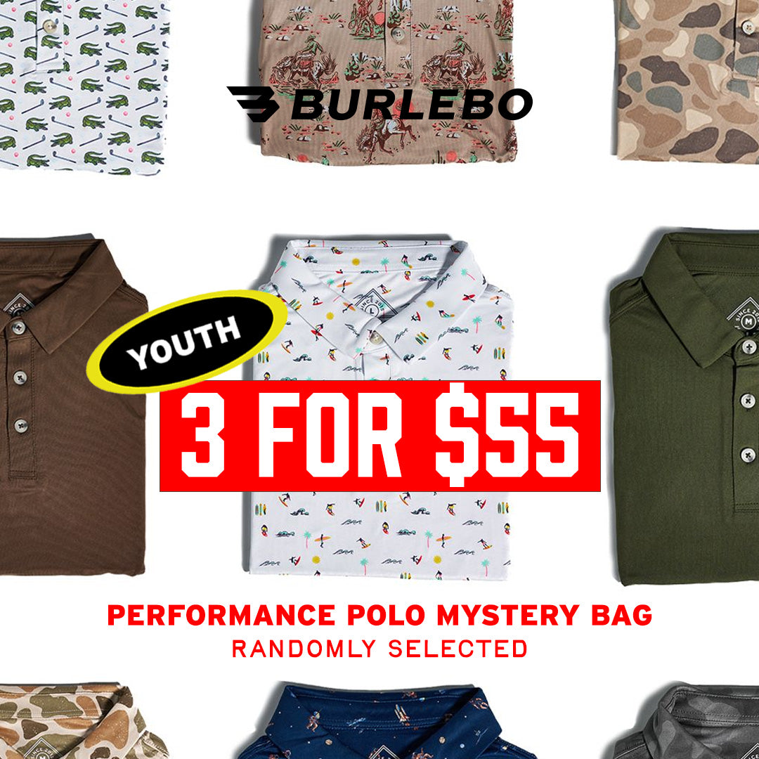 Mystery Bag - 3 YOUTH Performance Polos for $55