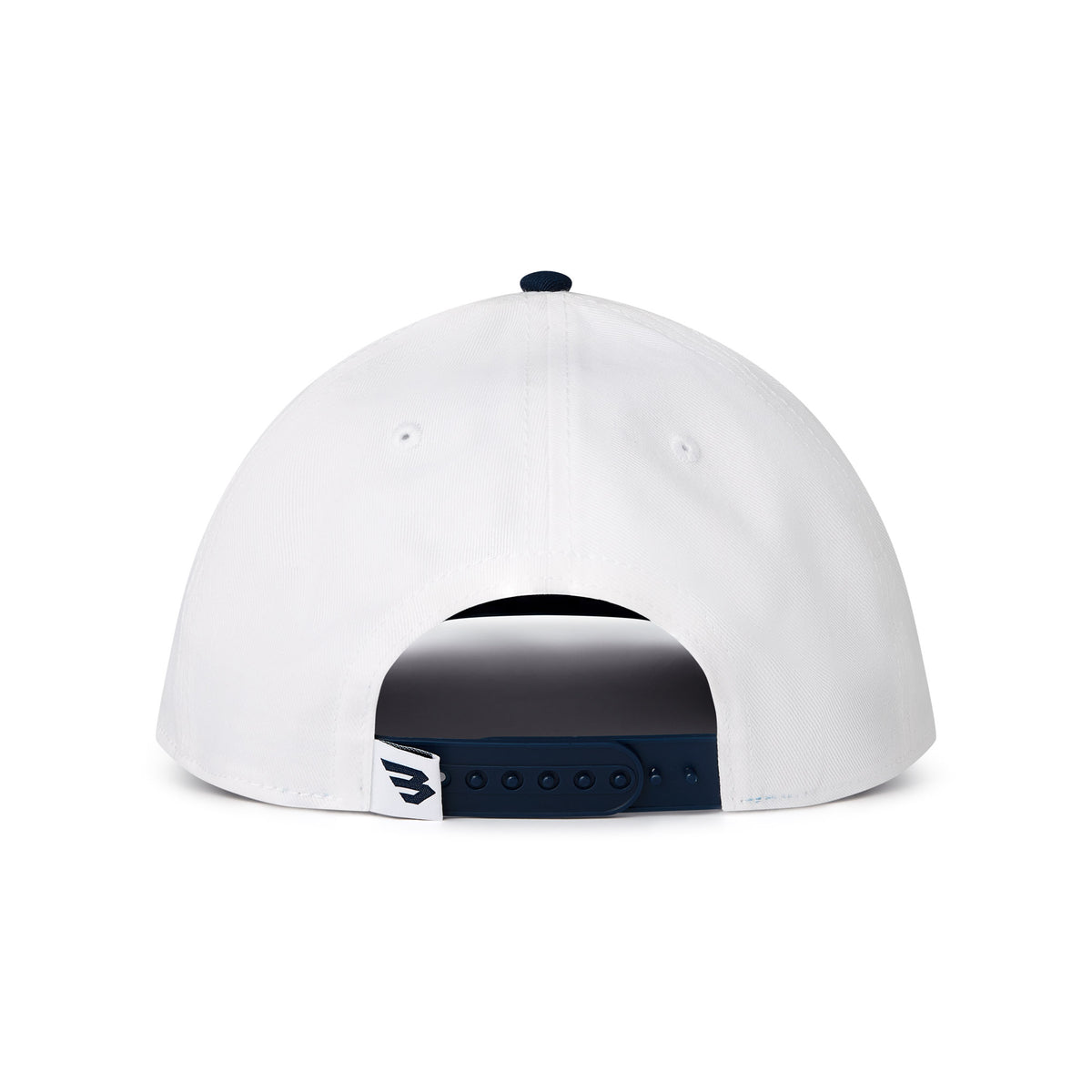 Back of the Patriotic Flying B Logo Cap with navy snapback strap and small Flying B tag