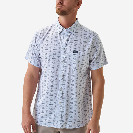 Performance Button Up - Ducks and Calls - White