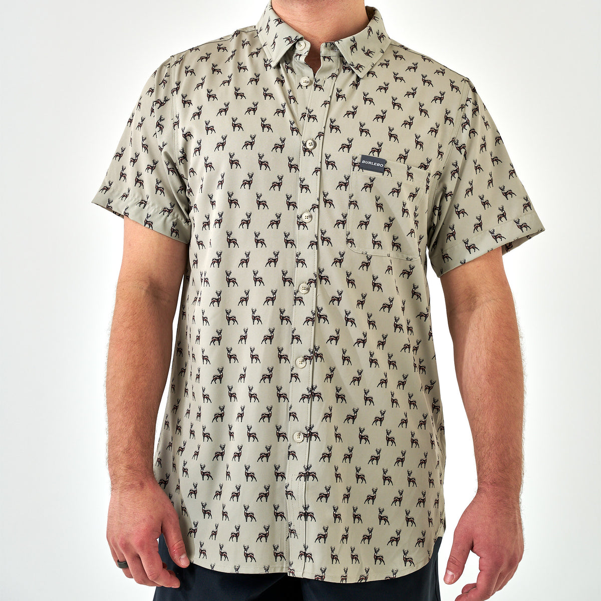 Performance Button Up - Whitetail Deer - Green