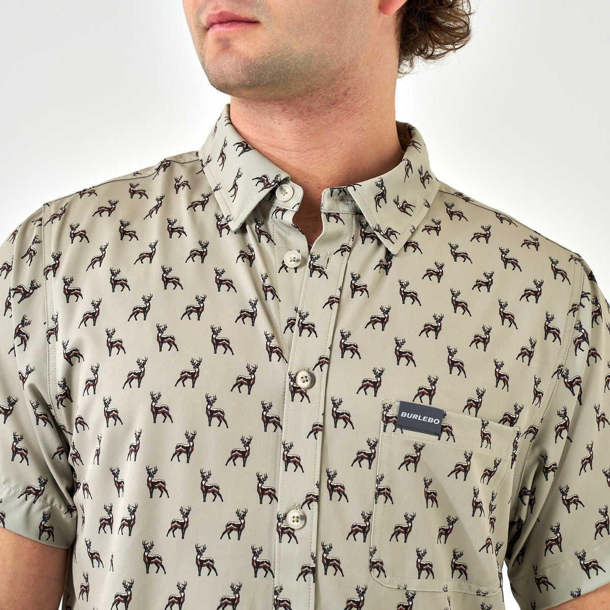 Performance Button Up - Whitetail Deer - Green