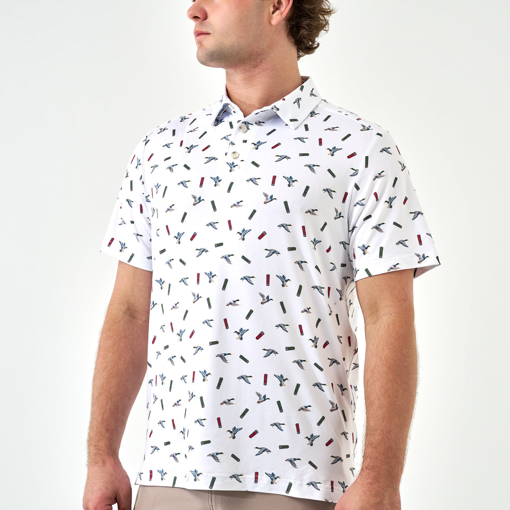 Performance Polo - Ducks And Shells - White – BURLEBO