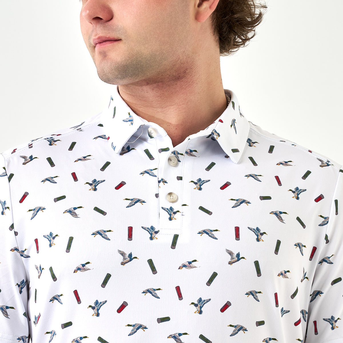 Performance Polo - Ducks And Shells - White