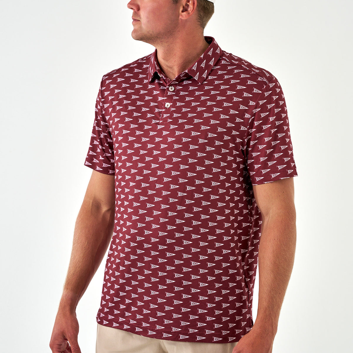 Performance Polo - Howdy Pennants - Maroon