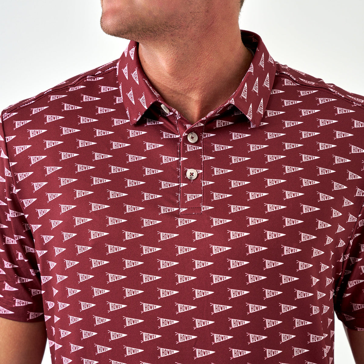 Performance Polo - Howdy Pennants - Maroon