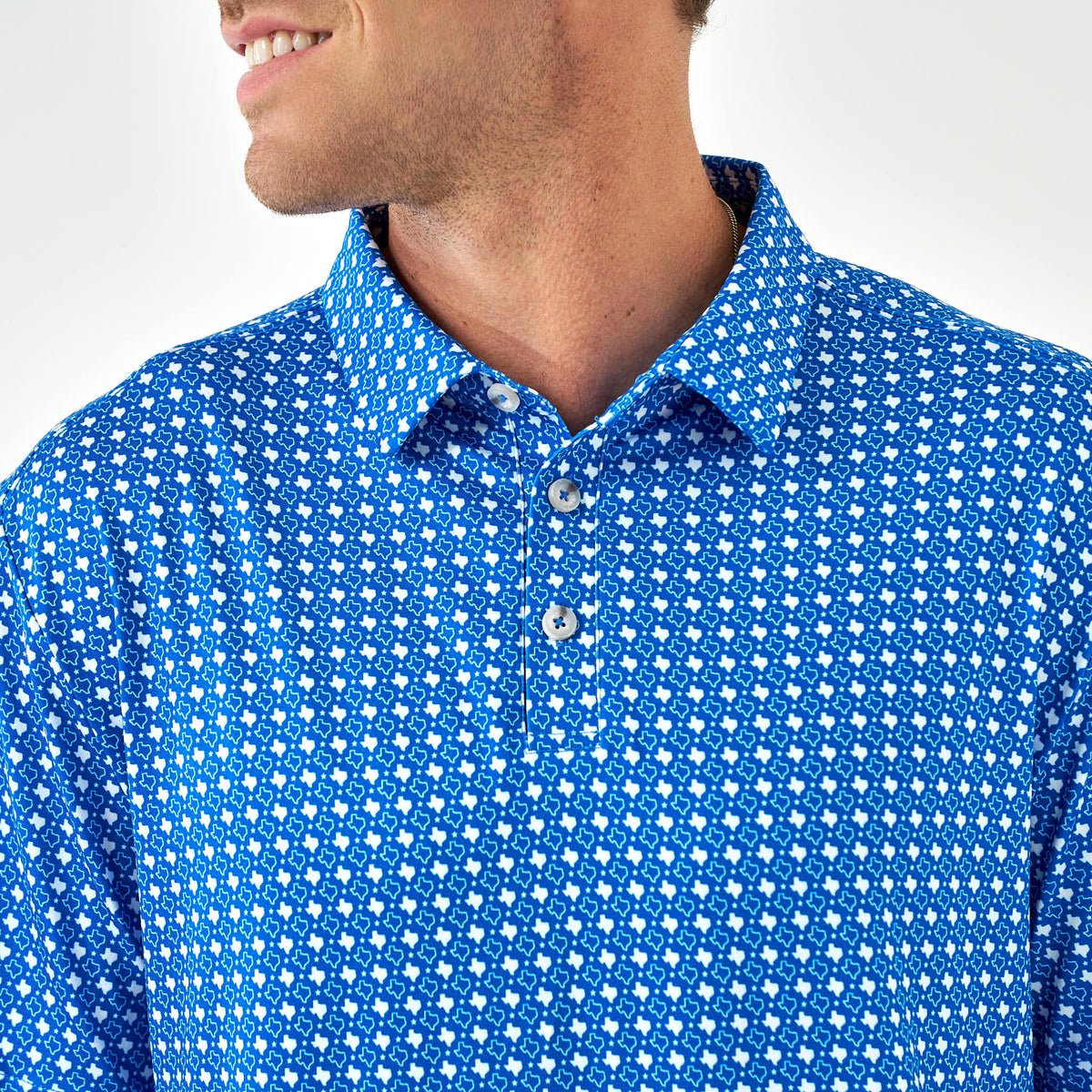 Performance Polo - Texas Blue & White