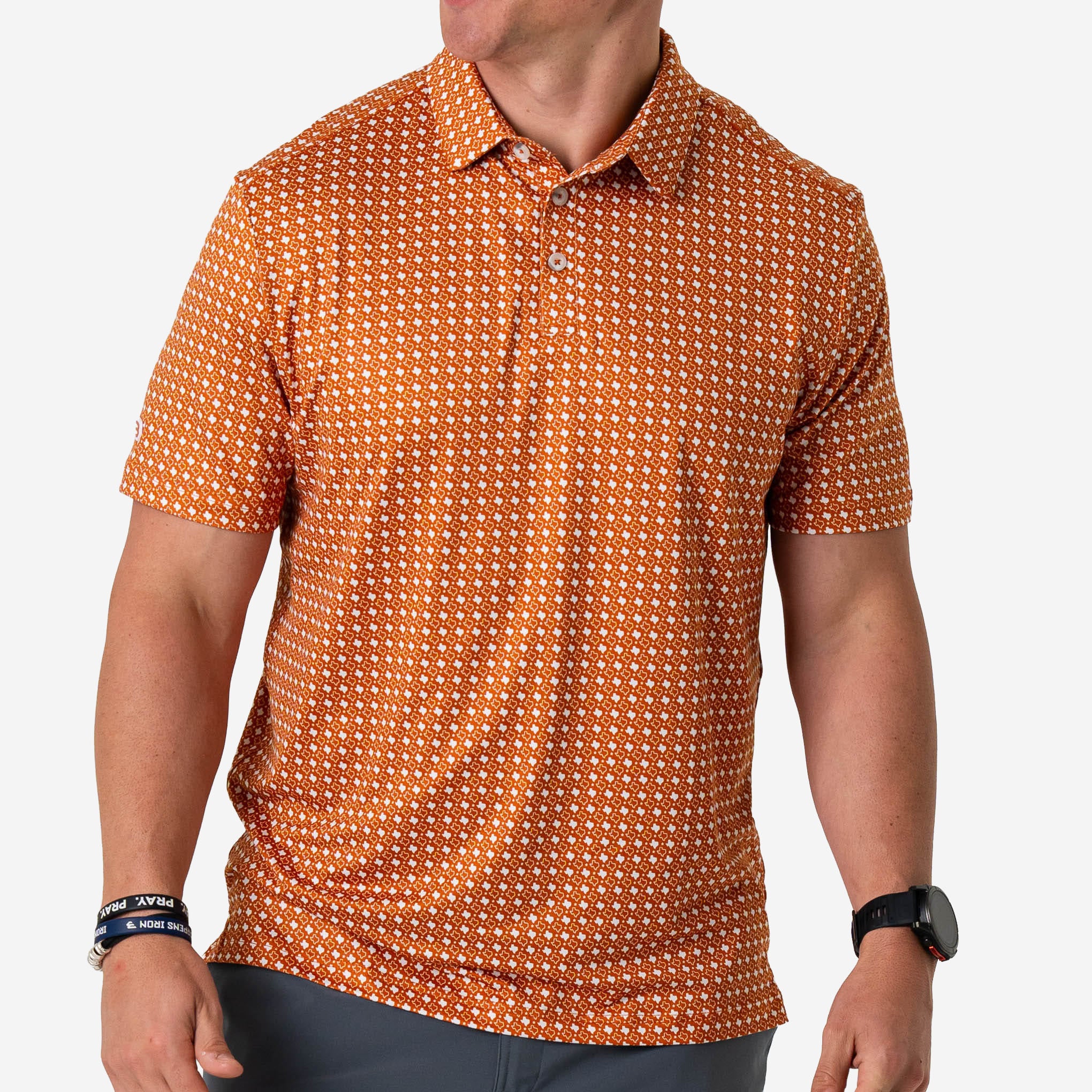 Texas Performance Polo | Orange & White | BURLEBO