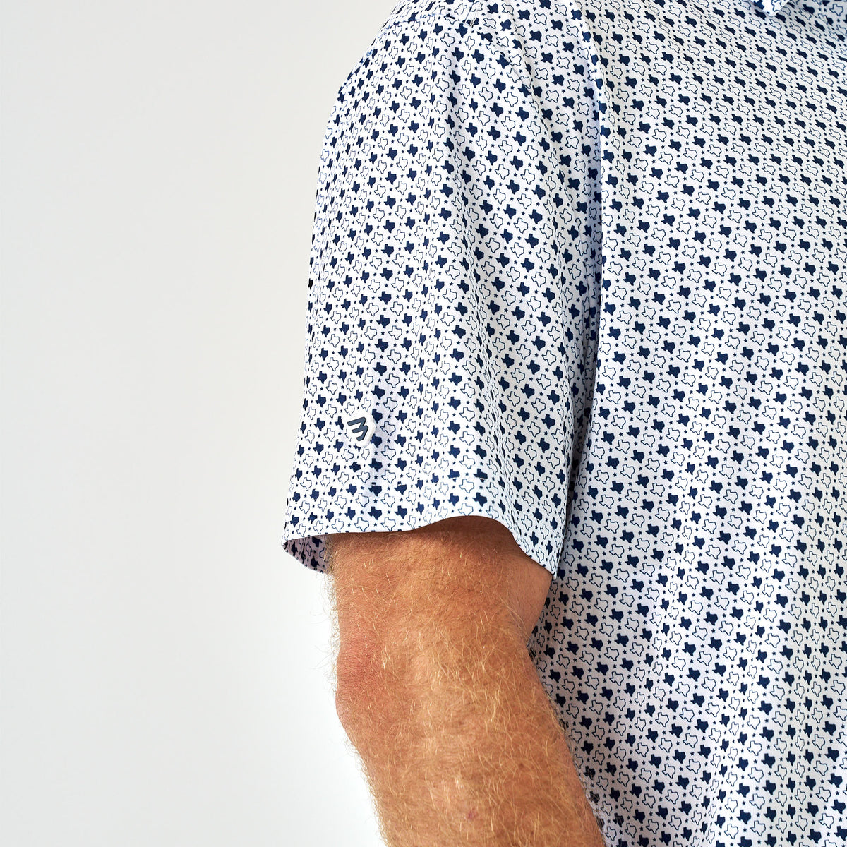 Performance Polo - Texas White & Navy