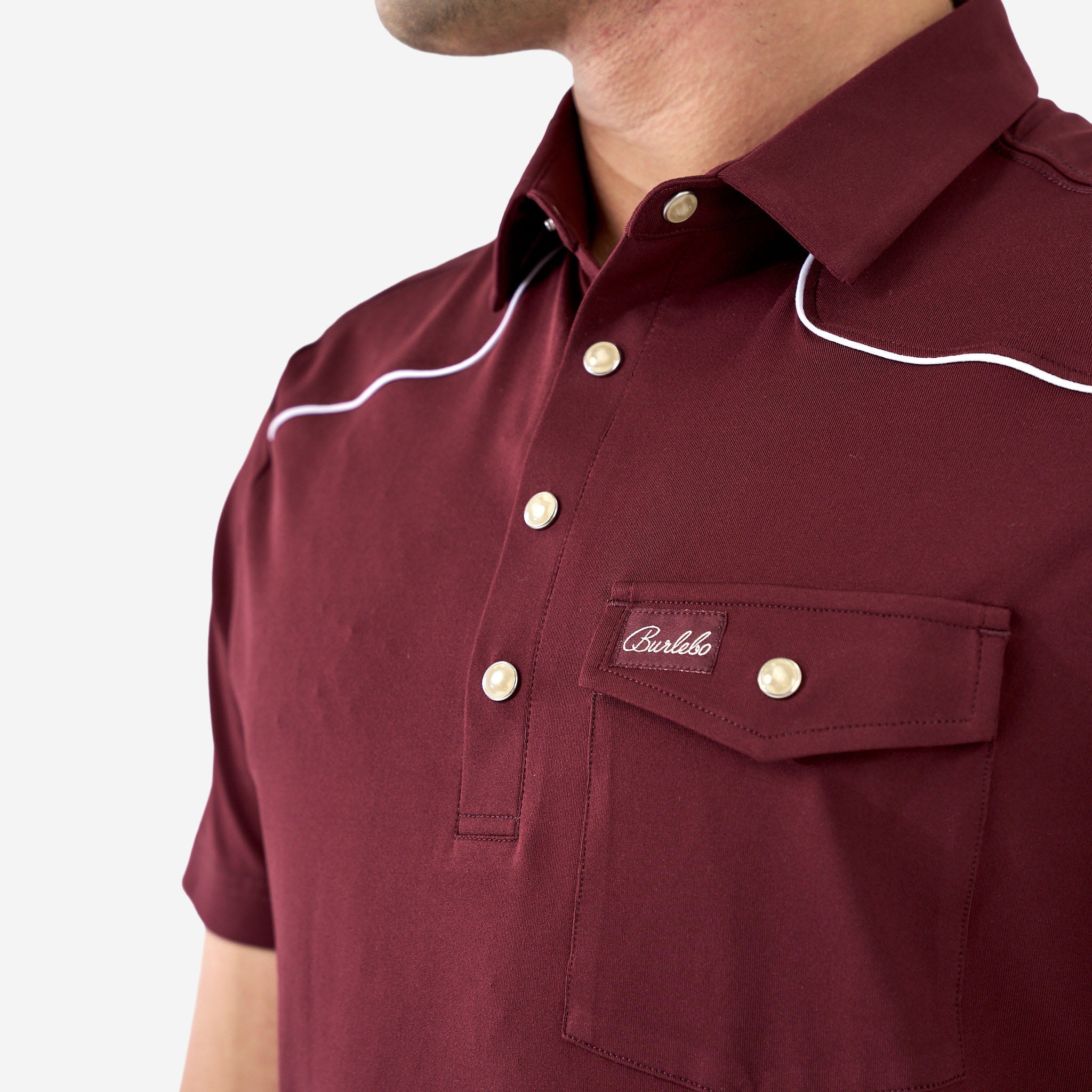 Pearl Snap Performance Polo - Maroon – BURLEBO